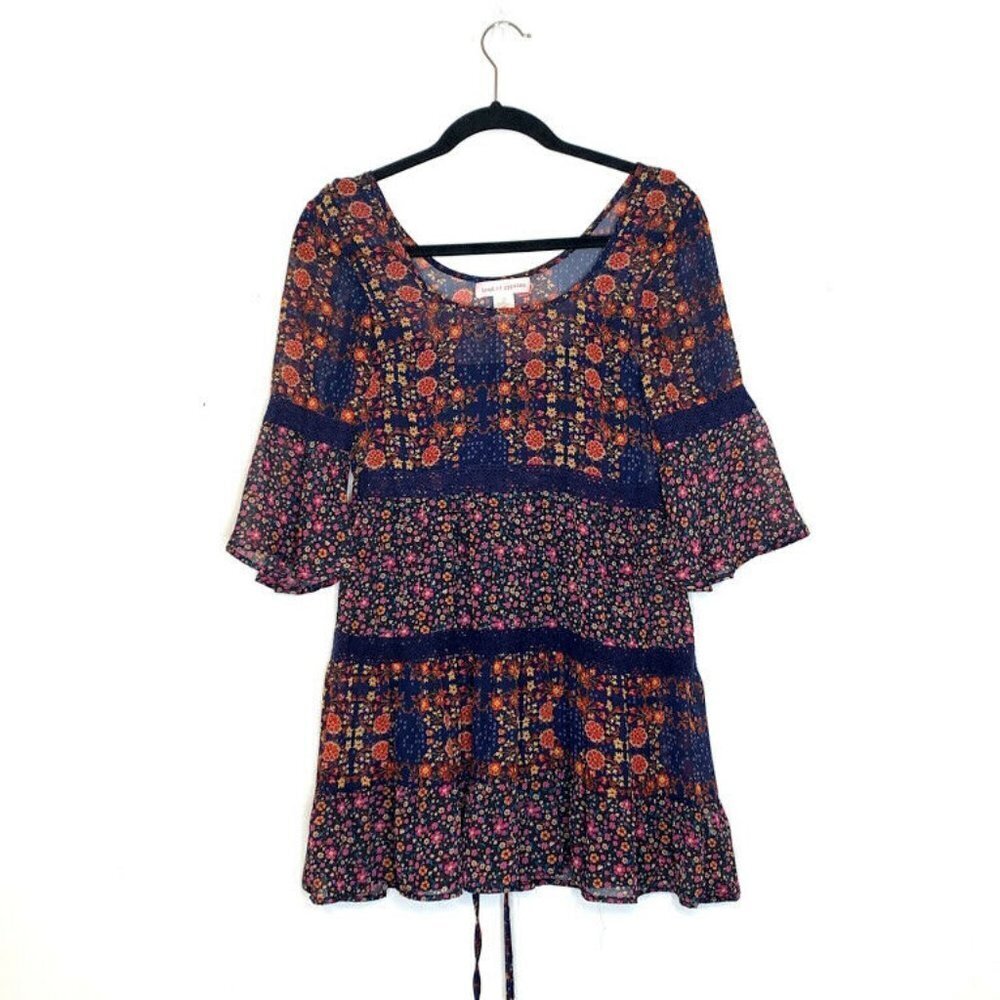 Band of Gypsies XS Bell Sleeve Floral Tunic Dress